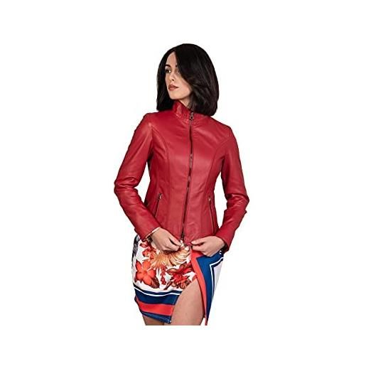 Borghese - Pelletteria Artigianale pelletterie borghese | giacca pelle donna | rosso | giacca elegante | giubbotto pelle | vera pelle | pelle di vitello | made in italy | martina (44, rosso)