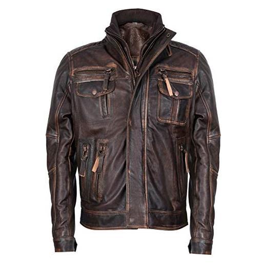 Infinity Leather marrone caldo brando giubbotto da motociclista in pelle da uomo xs