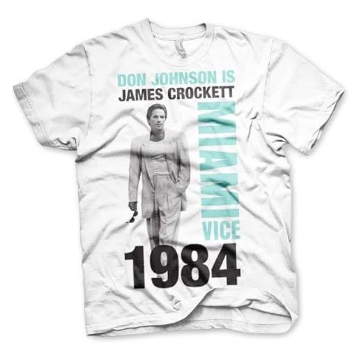 Miami Vice licenza ufficiale don johnson is crockett maglietta uomo mezze maniche (bianca), x-large