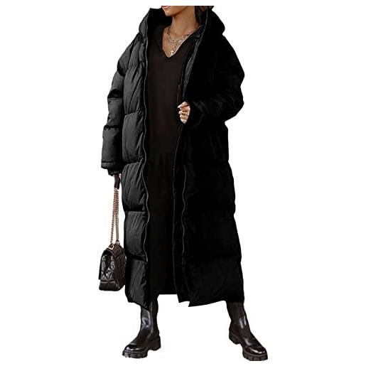 Lerrita piu. Piumino invernale da donna giacca lunga in cotone antivento con cappuccio giacca invernale a maniche lunghe piumino elegante con zip giacca invernale alla moda calda e casual per l'outdoor