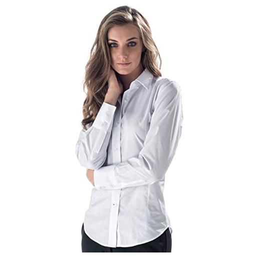 ISACCO camicia bianca da donna da sala - bar ideale per bariste e cameriere - marca italiana siggi - comodo taschino sul cuore e colletto in tessuto rigido (xs)