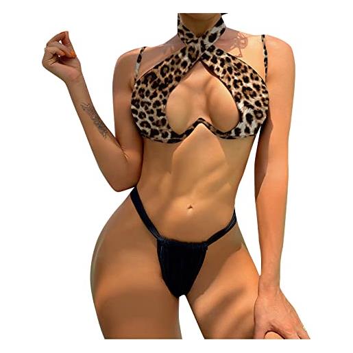 Dawwoti 2022 donne bikini set, costume da bagno split a croce incrociata a due pezzi, costume da bagno da