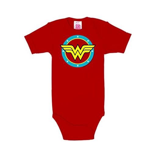 Logoshirt dc comics - supereroe - wonder woman - logo cerchio - tutina neonata - baby body - rosso - design originale concesso su licenza, taglia 74/8, 7-12 mesi