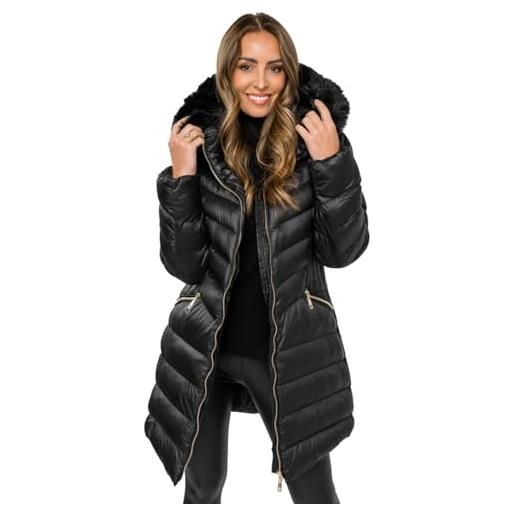 BOLF donna giubbotto lunga invernale con cappuccio isolato caldo inverno autunno tempo libero stile casual all'aperto quotidiano 5m3162 nero xl [d4d]