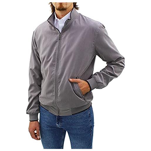 Ciabalù giubbotto scamosciato uomo primaverile giacca a vento in camoscio regular fit (grigio, 5xl, 5x_l)