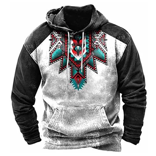 WFSWG felpe con cappuccio pullover azteco western da uomo felpe leggere geometriche top vintage in difficoltà a maniche lunghe