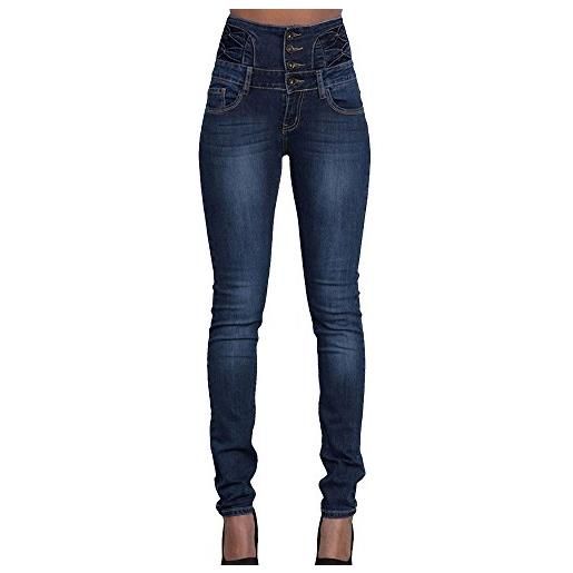 ShiFan jeans vita alta donna skinny denim pantaloni slim fit legging elasticizzati azzurro chiaro xl