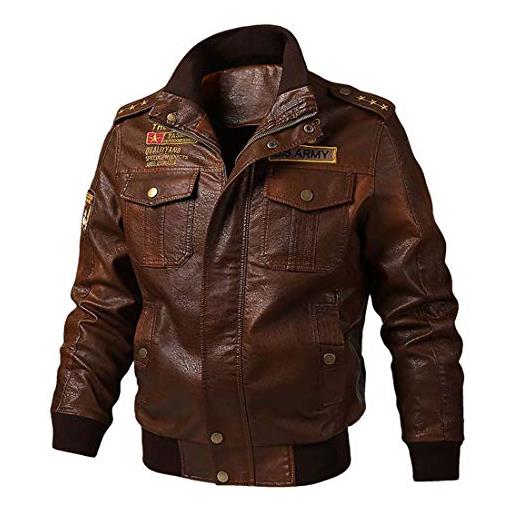 YtoaBmebqsu autumn spring winter faux leather jacket men windproof outwear military army pilot bomber pu leather jacket coat 6xl motorcycle brown l