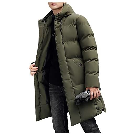 SHINROAD cappotto lungo da uomo piumino invernale giacca con cappuccio cardigan imbottito ispessito caldo plus size cappotto invernale abbigliamento quotidiano nero 4xl