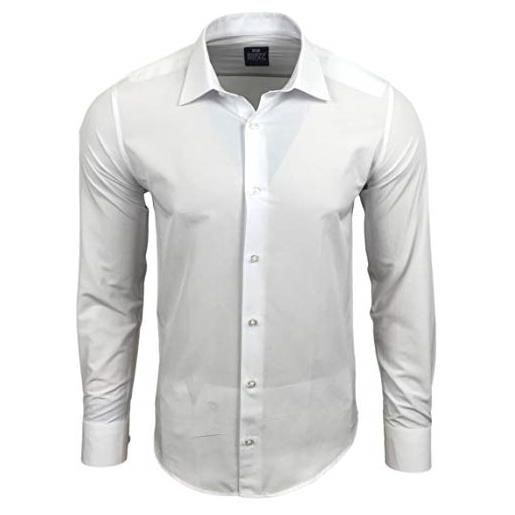 Subliminal Mode subliminal - camicia da uomo, scollo a tinta unita, maniche lunghe, taglio slim business, idea regalo, natale, san valentino, rn55 bianco xxl