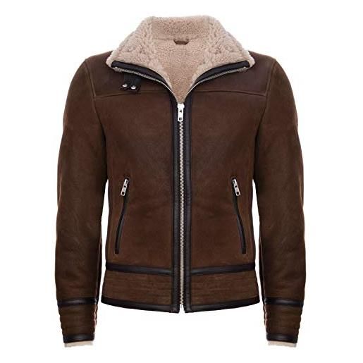 Infinity Leather giacca per uomo in pelle marrone da motociclista raf pilot in vera pelle di montone di pecora xl