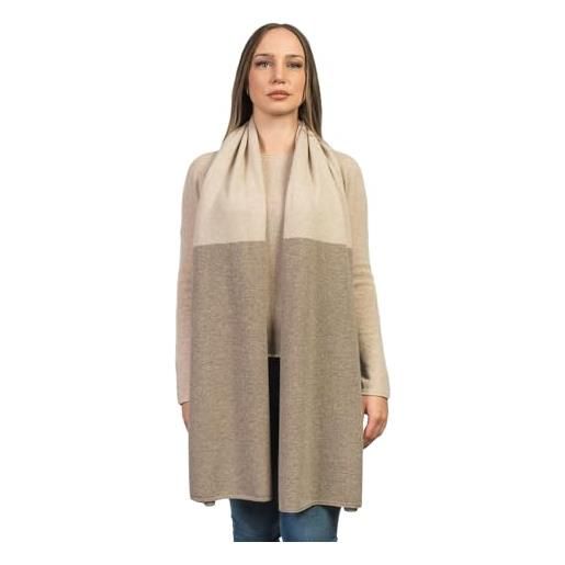 DALLE PIANE CASHMERE - stola bicolore 100% cashmere - made in italy - donna, colore: rosso, taglia unica