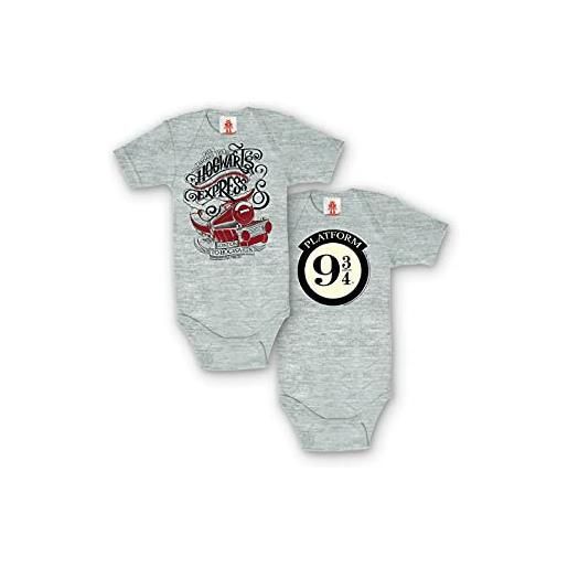 Logoshirt® harry potter - treno - espresso di hogwarts i baby body - tutina neonata - set di 2 i grigio melange i design originale concesso su licenza, taglia 74-8