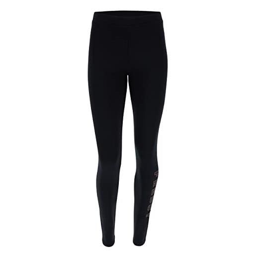 FREDDY - leggings in felpa garzata elasticizzata con logo glitter, donna, nero, extra small