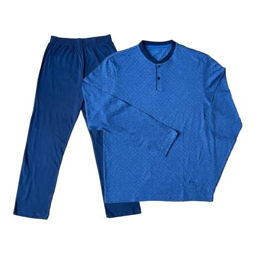 CAGI pigiama uomo cotone estivo lungo leggero mod. Serafino art. 4347-4/m medium bluette/blu 889
