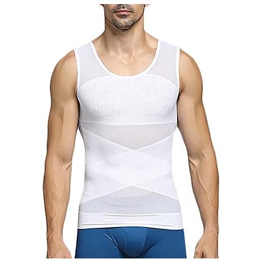 G&F - canotta a compressione per ginecomastia per nascondere uomo tette da uomo shapewear appiattire tutto l'addome (colore: bianco, taglia: media)