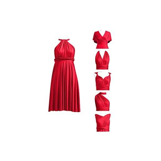 N/ C abito convertibile da donna corto infinity dress transformer multiway wrap dress per damigella d'onore, rosso, 54