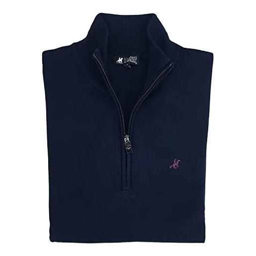 U.S. Grand Polo Equipment & Apparel maglione lupetto pullover uomo cerniera mezza zip taglie forti 3xl 4xl 5xl 6xl (3xl - nero)