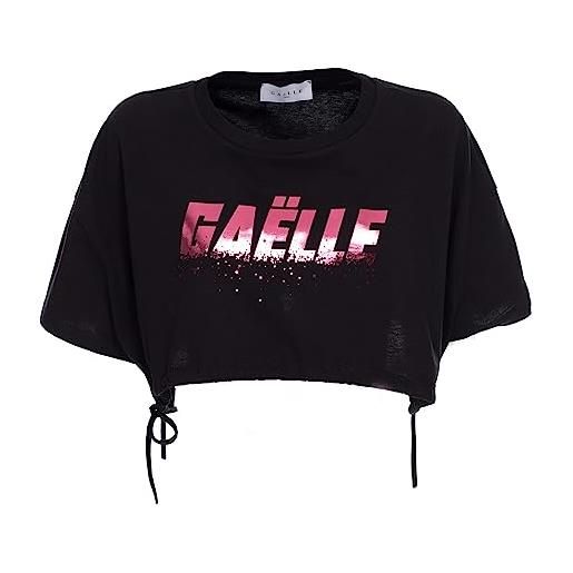 Gaelle short black t-shirt with metal logo - nero, xs