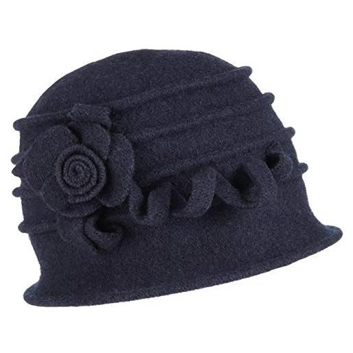 McBURN cloche in feltro di lana donna - made italy cappello follato autunno/inverno - taglia unica blu