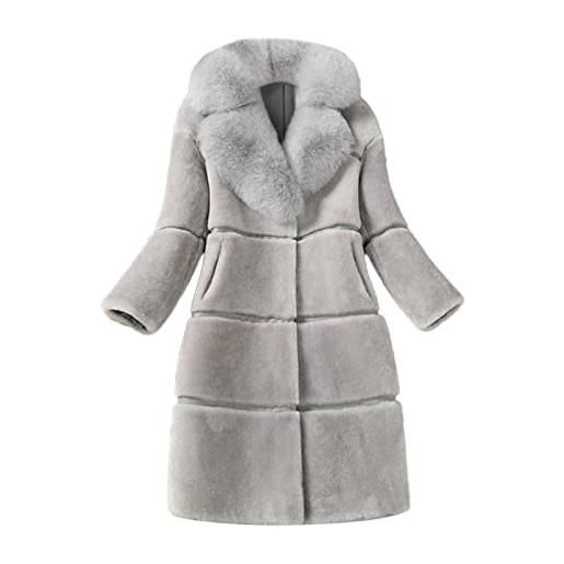 Vuncio cappotto invernale da donna, elegante pelliccia sintetica, caldo finta pelliccia, pelliccia sintetica spessa, cappotto in pelliccia sintetica, colore: rosso, l
