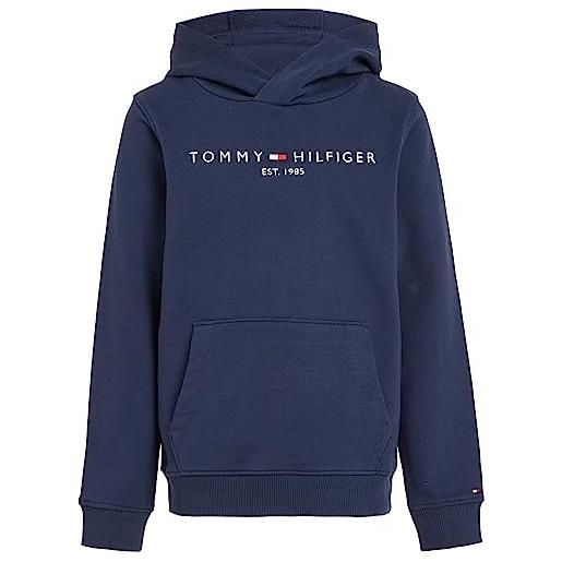 Tommy Hilfiger felpa bambini unisex essential hoodie con cappuccio, blu (twilight navy), 12 anni