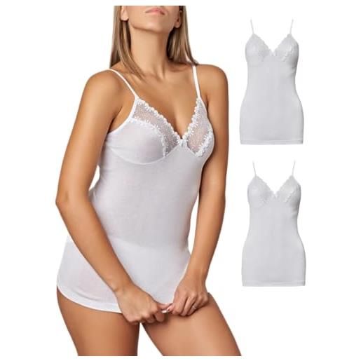 GICIPI top in filo di scozia donna con forma seno art. 520 (3pz) - 5, bianco