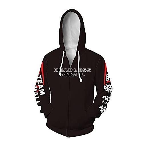 Piccodos uomo donna anime stampa 3d zipper jacket hoodie valhalla tokyo revengers hanemiya kazutora felpa maniche lunghe cosplay costume unisex bianco s (chest 104cm)