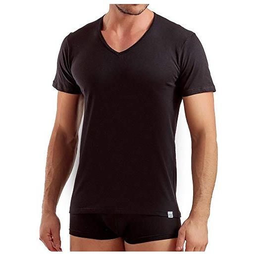 Enrico Coveri (3pz) t-shirt puro cotone scollo a v (anche taglie maxi) (5 - l - 50, assortito(blu, nero, grigio))