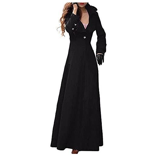 Modaworld cappotto lunghi donna doppiopetto lana sintetica slim collare del tuta con bottoni confortevole moda casual trench giacca giubbotti abbigliamento