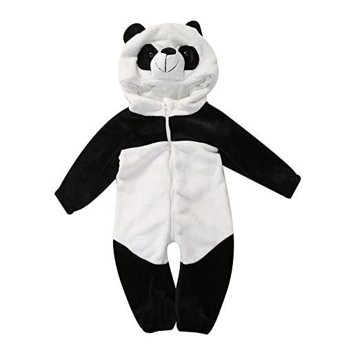 Chollius pagliaccetto in velluto per neonati 0-3 anni con cappuccio cerniera tutine carine di panda animali bambini unisex pigiama intero caldo autunnale invernale feste regalo (bianco, 18-24 mesi)