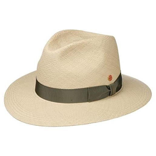 MAYSER menton cappello in paglia panama donna/uomo - made the eu protezione uv da sole con nastro grosgrain primavera/estate - 55 cm natura