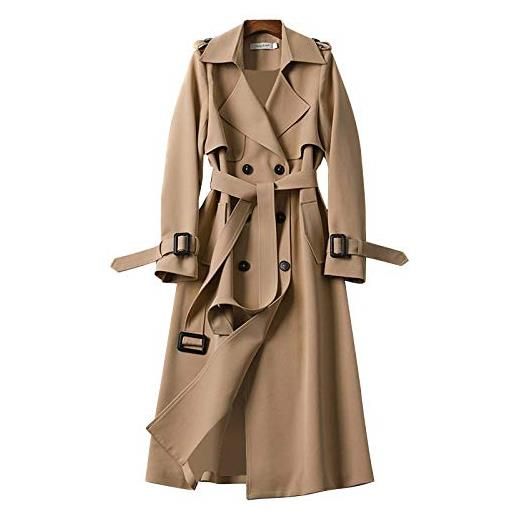Generic 2023 nuovo cappotto o-fit cappotto donna capispalla giacca lunga e sottile giacca a vento trench cappotto da donna solido cappotto in pile da donna, blu, l