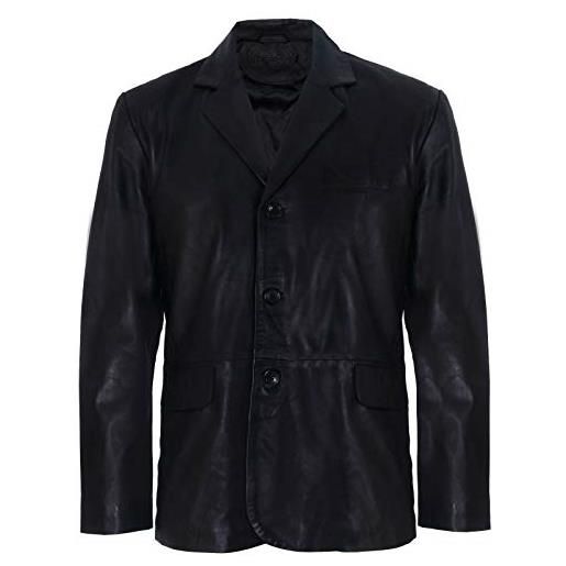 Infinity Leather blazer in vera nero pelle da uomo cappotto da giacca vintage sartoriale italiano l