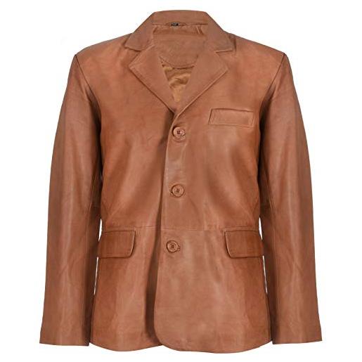 Infinity Leather blazer in vera nero pelle da uomo cappotto da giacca vintage sartoriale italiano 2xl