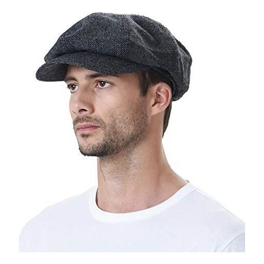 WITHMOONS coppola cappello irish gatsby newsboy hat wool felt simple gatsby ivy cap sl3525 (black)