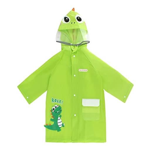 LA HUATE bambini carino del fumetto pioggia poncho 3d dinosaur/coniglio impermeabile giacca da pioggia ragazzi ragazze con cappuccio rainwear, coniglio rosa, 5-6 anni