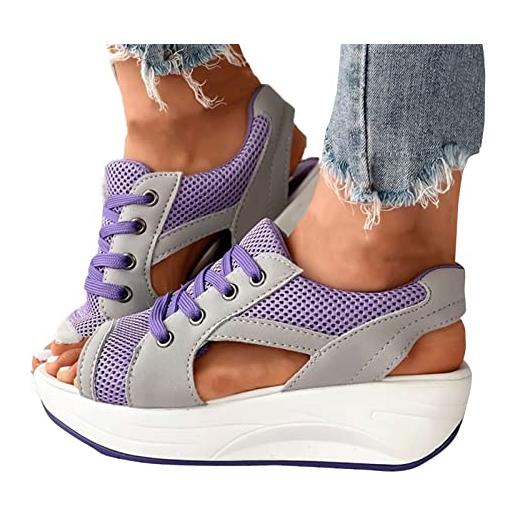 Kobilee sandalo donna estivo aperta plateau con tacco sandalo alta eleganti 2023 espadrillas comodi estive scarpe casual lacci sandali con zeppa platform