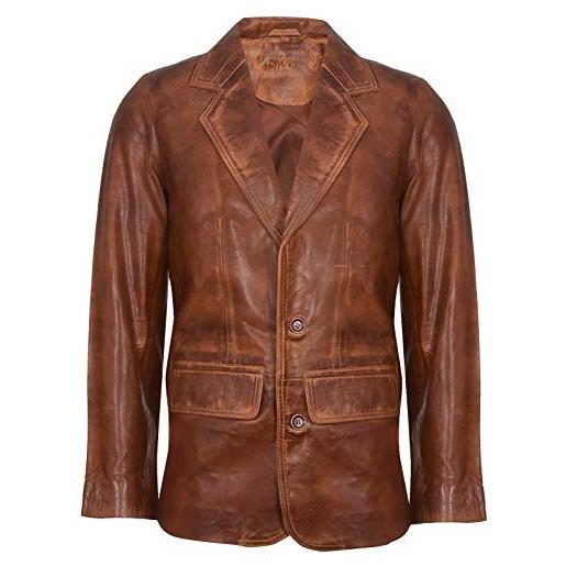 Infinity Leather blazer in vera pelle marrone chiaro da uomo cappotto da giacca vintage personalizzato in pelliccia italiana m