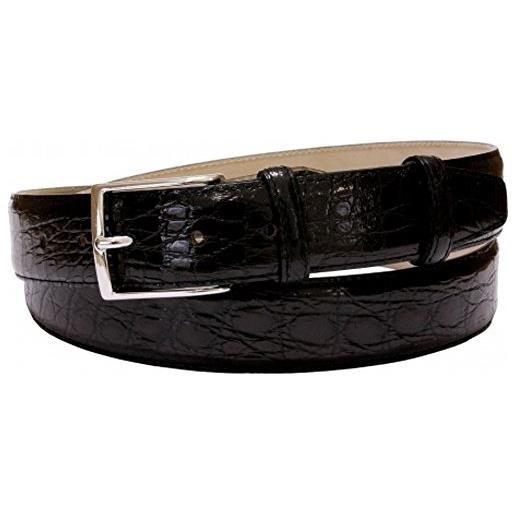 ESPERANTO cintura in coccodrillo fianco 35 mm con fibbia oro o nichel (125 cm (girovita 110 cm), nero)
