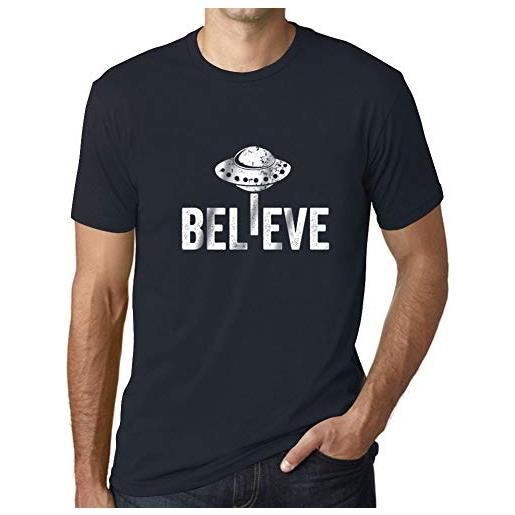 Ultrabasic uomo maglietta credere ufo alieno divertente - believe ufo alien funny - t-shirt stampa grafica divertente vintage idea regalo originale alla moda marine xxl