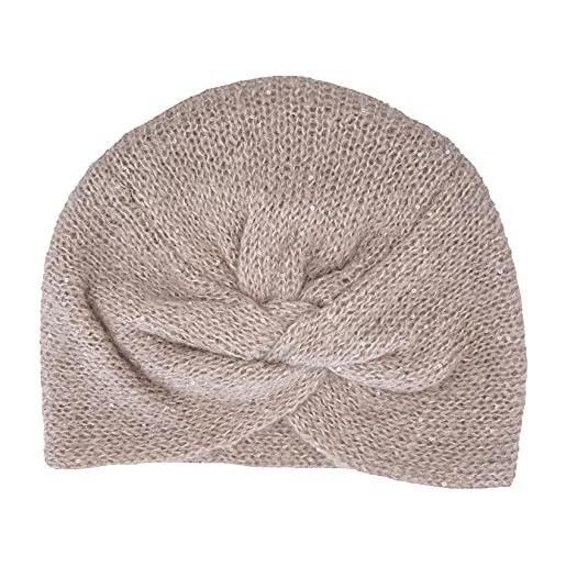 FANTASIE TERRENE turbante fatto a maglia in lana mohair con paillette, donna, (grigio)