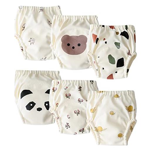 AOOPOO 6 pacchetti pantaloni di allenamento del vaso, pantaloni di apprendimento pannolini impermeabili della tasca del bambino, pantaloni di allenamento del bambino per 0-2 anni