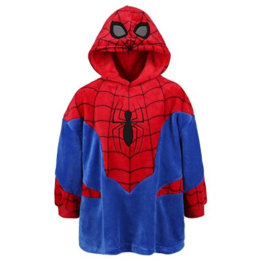 sarcia.eu spider-man coperta con cappuccio/accappatoio di colore rosso-blu, bambini 104-116 cm