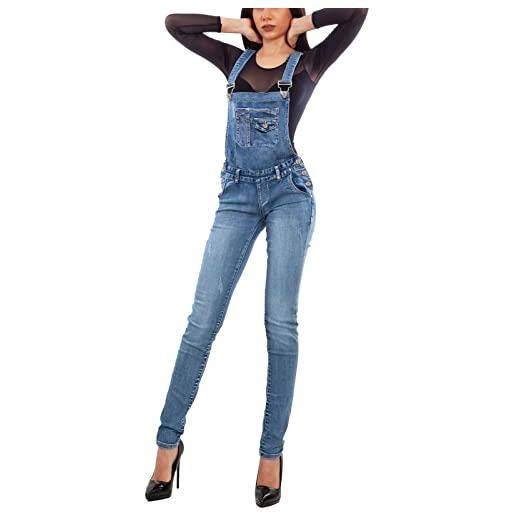 Toocool salopette jeans donna overall tuta intera jumpsuit pantaloni xm-987 [xs, cy-37 blu]