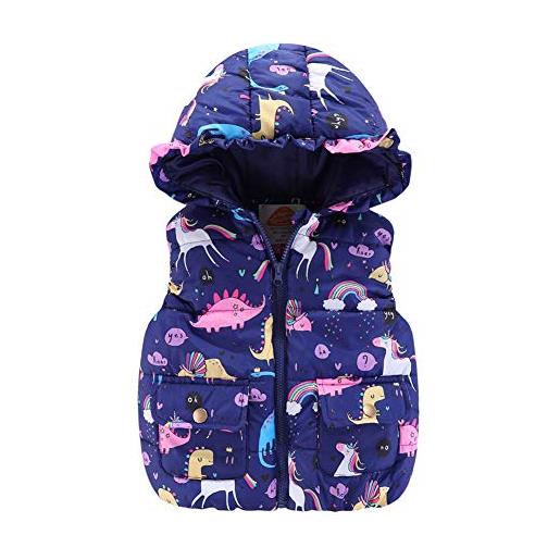 Mud Kingdom graziose ragazze gilet capispalla con cappuccio animale, stampa unicorno bianco, 2-3 anni