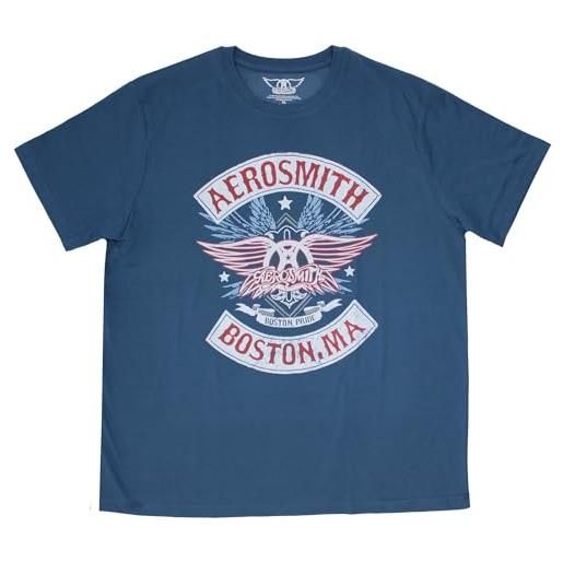Aerosmith aerots04md02 t-shirt, blu denim, m unisex-adulto