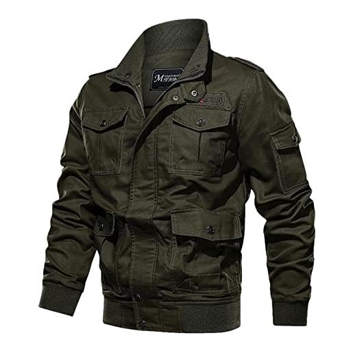 Modaworld giacca militare da uomo leggera casual primavera estate bomber giubbino sportiva antivento giubbotto con cerniera tasche