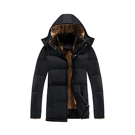 DianShao giacconi invernali uomo giaccone con cappuccio caldo giacche slim fit cappotto nero l