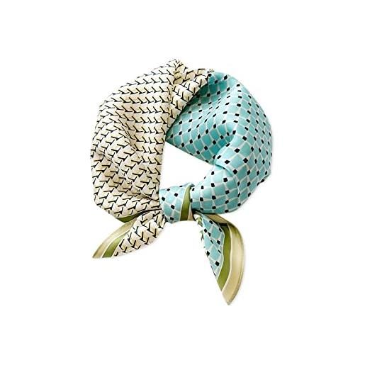 LumiSyne sciarpe di seta da donna foulard quadrata elegante stampa geometrica artistica cuciture colorate seta di raso di alta qualità fazzoletto fascia per capelli wristband regali accessori senior